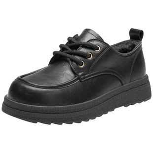 大东官方乐福鞋女款2025新款加绒保暖女鞋单鞋软底一脚蹬小皮鞋女