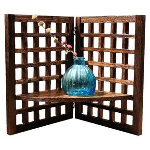 仿古小屏风摆件实木镂空手工艺品屏风架子中国风桌面茶桌架子装饰