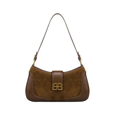 DAVA高级感复古真皮法棍腋下包女