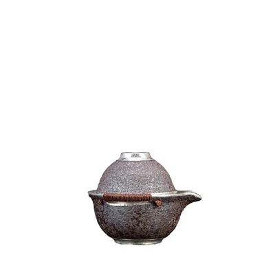 義清堂银盖碗999纯银陶包银盖碗茶杯旅行套装主人杯纯手工银茶具