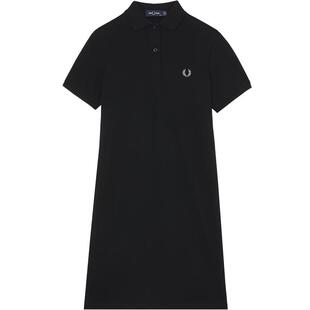 FRED PERRY连衣裙女夏季新款休闲POLO领短袖麦穗刺绣短裙D6000