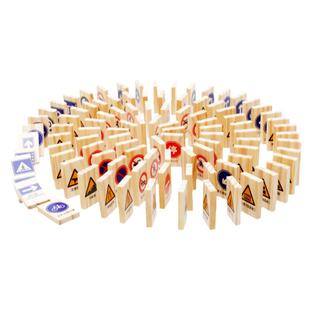 幼儿园交通标志多米诺骨牌儿童数字汉字积木制宝宝早教益智力玩具