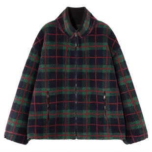 COCO ZONE 刘 一一 “圣诞格”羊毛混纺立领格纹外套 CD1A1680