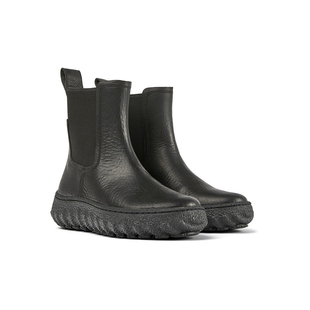 Camper看步女鞋Ground经典质感黑色耐磨厚底增高短靴休闲皮靴