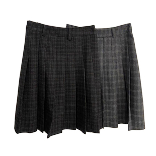 文气有质感！裙型狂赞！秋冬灰色羊毛洋气格子百褶裙A字裙半身裙