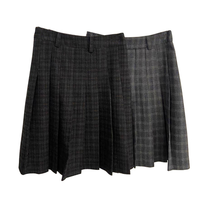 灰色羊毛洋气格子百褶裙