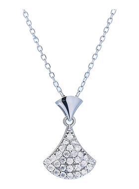 戴银坊裙摆纯银项链送女友礼物