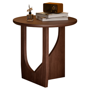 家逸实木沙发边几复古风茶几小户型家用边几客厅角几创意圆形茶桌