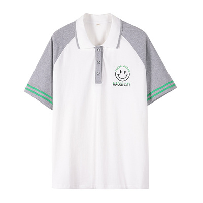 短袖宽松休闲风纯棉潮流绣花T恤