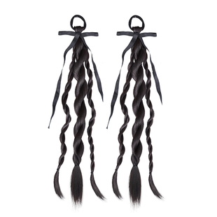 假发辫子女蝴蝶结芭蕾风双麻花辫马尾自然仿真侧扎扭扭辫马尾辫子