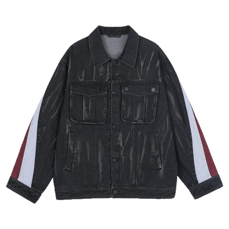 BJHG不计后果飞行夹克男秋季2025新款潮美式复古水洗黑色牛仔外套