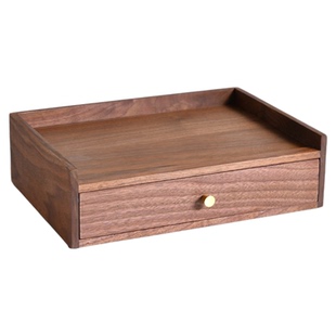 赵北文房摆件胡桃木收纳盒实木整理置物架多功能书画工具收纳文房四宝礼品新中式书桌文盘文玩摆件展示文盘