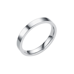 晶品 钛钢不褪色潮流黑暗系INS纯银色圆光面圈圈简约情侣戒指男女