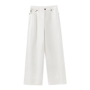 现货【王炸白牛】敲显腿长 简约通勤宽松直筒阔腿拖地牛仔长裤