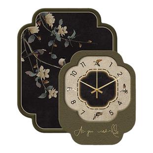 法式复古客厅挂钟中古风餐厅装饰画时钟可摇摆钟表创意高级感挂表