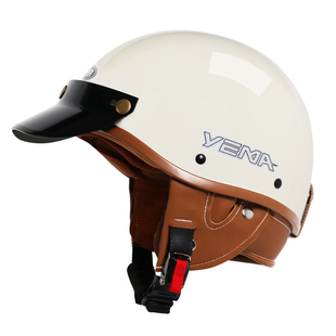 野马电动摩托车头盔男女复古日式3c巡航哈夏季四机车雷安全帽瓢盔