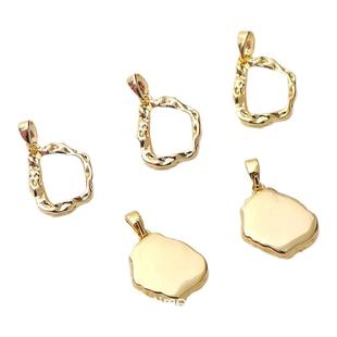 18K包金微镶锆石白贝母项坠材料手工diy项链小挂件白金色吊饰配件