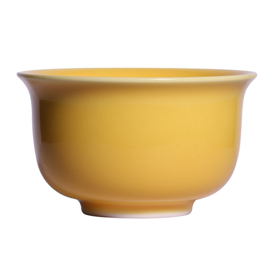 晓芳窑光芒柔和乳黄吟雅杯