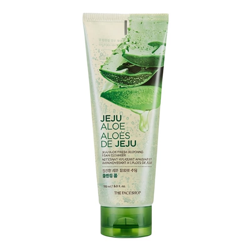 THE FACE SHOP进口济州芦荟清新舒缓洁面泡沫洁面乳150ml补水保湿