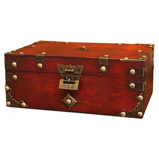 创意礼盒包装盒带锁收纳盒桌面木质储物箱密码宝箱道具复古小箱子