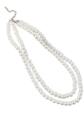 双层珍珠项链配旗袍配饰品加长颈链女士中长款锁骨链毛衣链子534