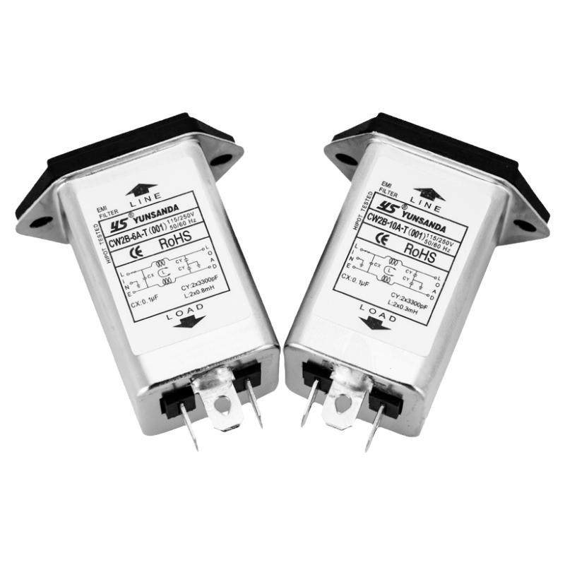 YUNSANDA单相220v电源滤波器CW2B-10A-T(001)（002）单双保险插座
