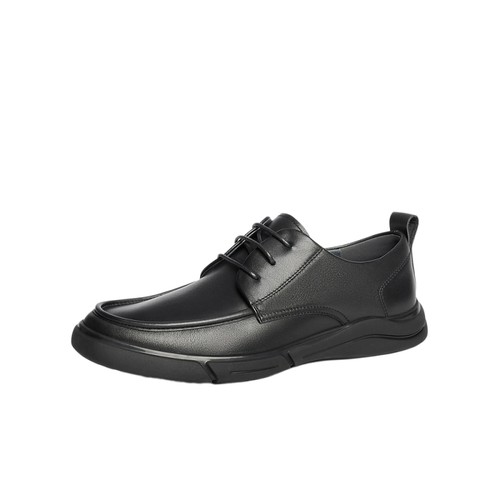 森达休闲皮鞋男款秋冬商场同款舒适简约通勤系带平底皮鞋JDZ01DM4