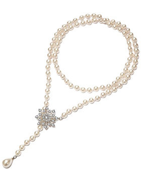 雪花珍珠项链叠戴长款毛衣链女款2025新款秋冬颈链礼服配饰高级感