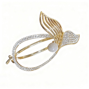 珍珠鱼尾扭扭夹高级感抓夹夏季网红发夹后脑勺女气质一字夹青蛙扣