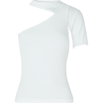 【折扣】RtA 女分层式挖剪单肩针织白色上衣