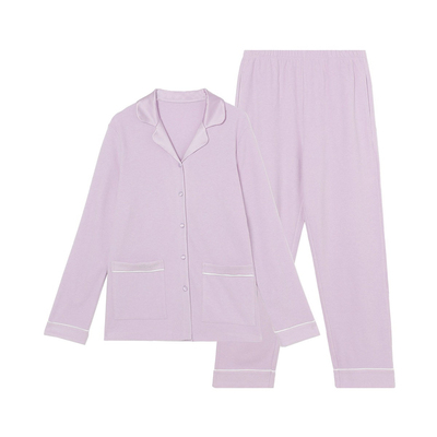 安莉芳新款简约翻领女士舒适宽松羊毛莫代尔混纺家居服套装