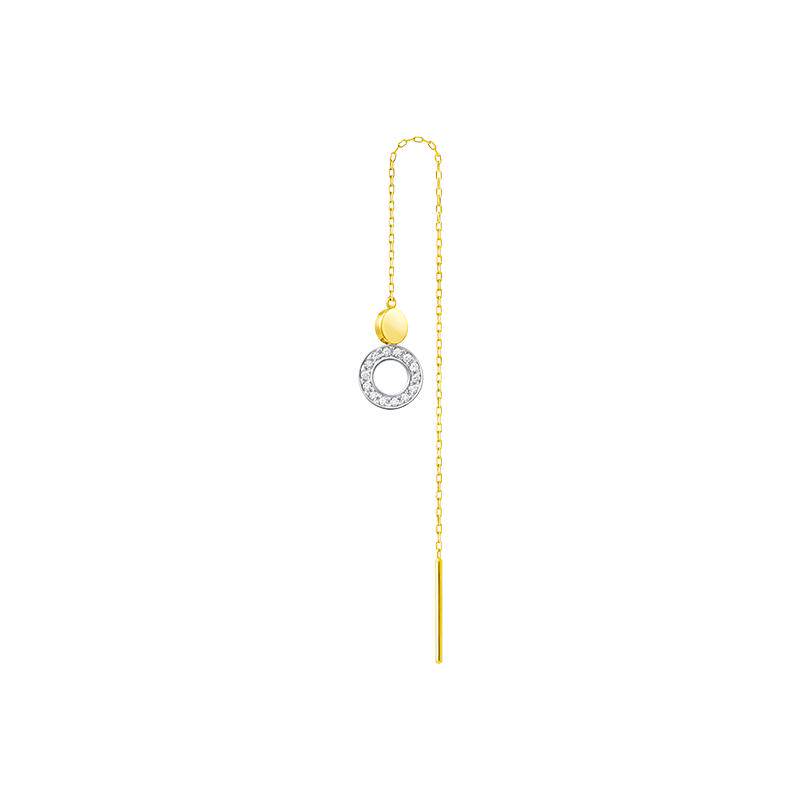 AHKAH官方旗舰店 elements duo chain 18K黄金铂金钻石单边耳环