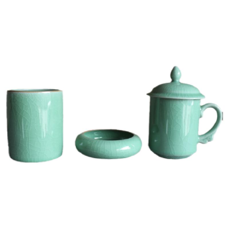 青瓷三件套茶杯烟灰缸商务礼品