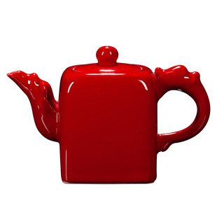 古垚/陈清宜手工中国红茶壶红色陶瓷壶功夫茶具单壶婚庆礼品/玉玺