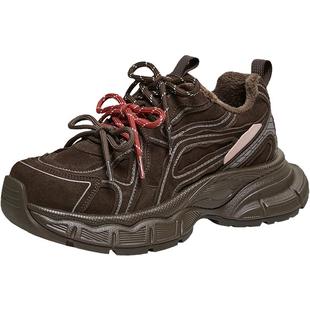 TATA他她银河漫步冬加绒老爹鞋女厚底休闲厚底增高运动鞋5RB03AM6