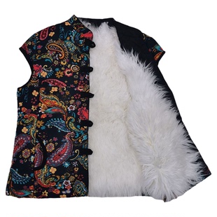 中老年羊毛马甲女皮毛一体背心加厚棉坎肩奶奶马夹妈妈装冬季棉衣