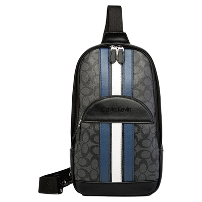 Cavid Kevin欧美风格子纹单肩包胸包撞色男士潮流斜跨包手机腰包