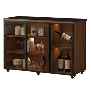 新款岩板餐边柜厨房置物柜碗柜客厅可移动玻璃储物柜小岛台G430