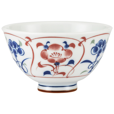 千代源日本进口陶瓷赤绘立花饭碗