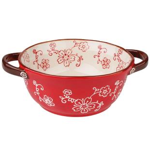 ezicok双耳汤碗大号家用陶瓷餐具创意面碗汤盆拉面碗泡面碗釉下彩