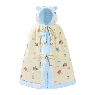 可伸手婴儿披风斗篷秋冬外出防风挡风保暖宝宝连帽冬季加厚儿童