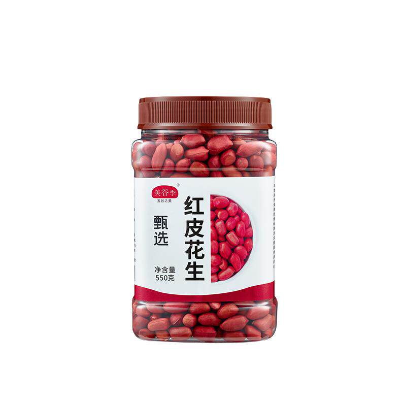 美谷季辽宁红皮花生米农家新货不带壳四粒新鲜小粒红衣花生仁550g