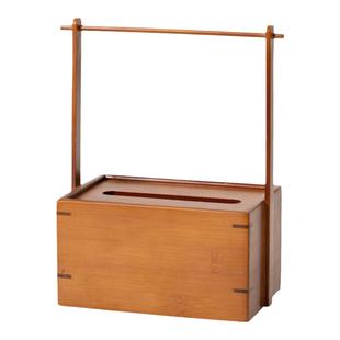 蕴华堂 竹制纸巾盒 客厅家用简约实木提梁抽纸盒轻奢复古茶室茶几