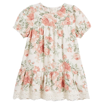Newbie瑞典进口童装春夏婴儿有机棉春日玫瑰印花连衣裙优雅北欧风