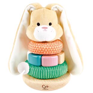 Hape趣味回力兔尾堆塔叠叠乐宝宝儿童益智力玩具游戏堆堆乐叠叠高