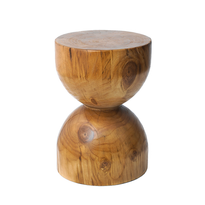 侘寂风胡桃色原木墩子矮凳茶几