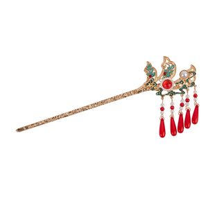 古风发簪烧蓝金属盘发简约汉服流苏古装旗袍头饰品簪子步摇礼物女