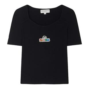 TeenieWeenie小熊V领变型弧度短款毛衣薄款针织T恤短袖修身上衣女