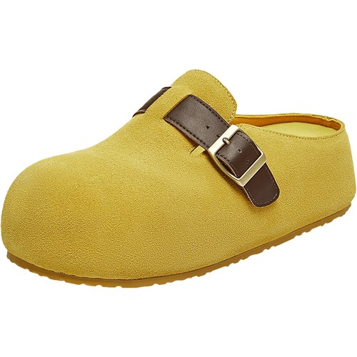 天美意2025秋新款纯色厚底百搭一脚蹬半拖鞋女勃肯鞋KK059CH5