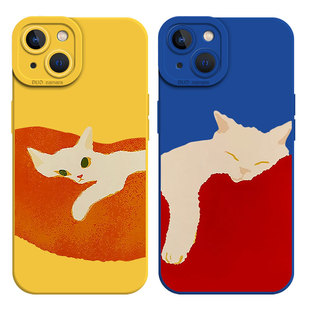 慵懒猫咪适用小米14手机壳17promax/15情侣13/11红米k80至尊k70k60ultrak50k40k90/note12新款turbo4硅胶10/9